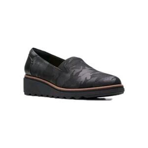 Clarks Sharon Dolly Wedge Pumps Black Camo Print Shoes Women's Size 7M EUC